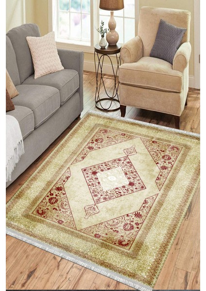 Gold Dekoratif Halı Kaymaz Tabanlı Makinede Yıkanabilir Kilim Dot Tabanlı Salon Halısı 3148 fırsatları
