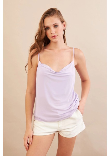 Kadın Lila Degaje Yaka Bluz LPP1286-90 fırsatları