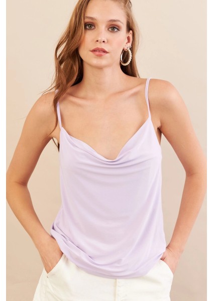 Kadın Lila Degaje Yaka Bluz LPP1286-90 indirimleri