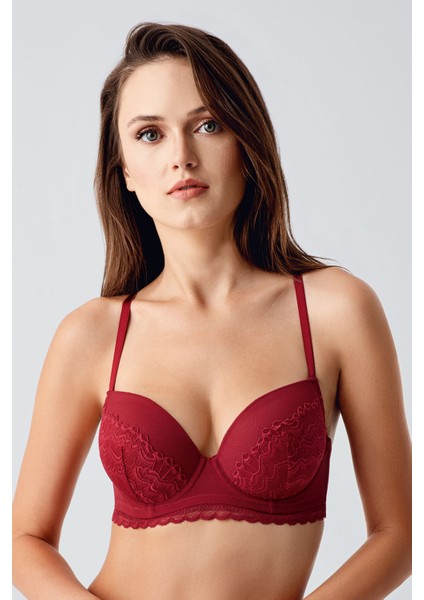 Kadın Desteksiz C Cup Dantelli Sütyen , 348390