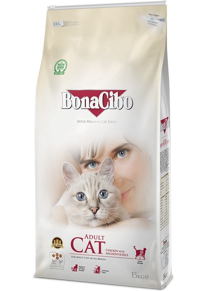 Adult Cat Tavuklu Yetişkin Kedi Maması 15 Kg, Tüm Irklar Için, Doğal, Şeker Içermez