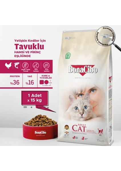 Adult Cat Tavuklu Yetişkin Kedi Maması 15 Kg, Tüm Irklar Için, Doğal, Şeker Içermez fiyatları