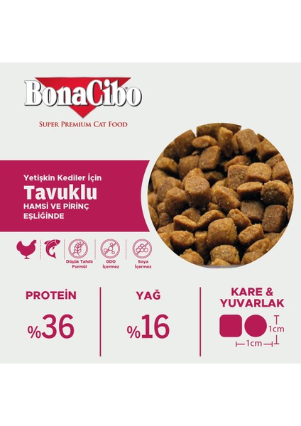 Adult Cat Tavuklu Yetişkin Kedi Maması 15 Kg, Tüm Irklar Için, Doğal, Şeker Içermez fırsatları