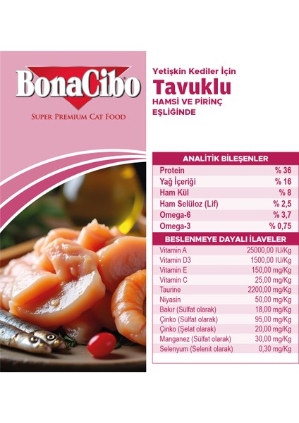 Adult Cat Tavuklu Yetişkin Kedi Maması 15 Kg, Tüm Irklar Için, Doğal, Şeker Içermez indirimleri