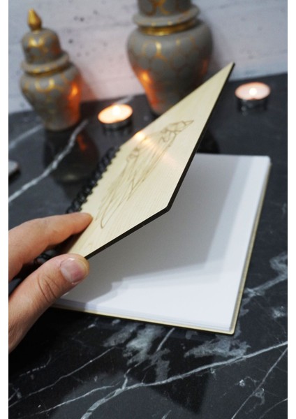 Kurt Temalı Ahşap Kapaklı Defter - Noktalı Defter - Ajanda - Okul Defteri (A5 - 120 Sayfa) modelleri