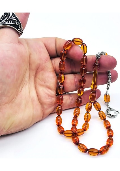 Şeffaf Turuncu Renkte Sıkma Ateş Kehribar Tesbih fiyatları