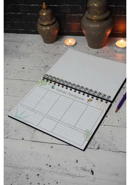 Elif Vav Siyah Ahşap Plan Defteri - Tarihsiz Ajanda - Haftalık Planlayıcı - A5 fırsatları