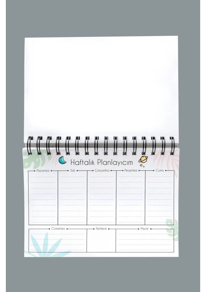 Elif Vav Siyah Ahşap Plan Defteri - Tarihsiz Ajanda - Haftalık Planlayıcı - A5