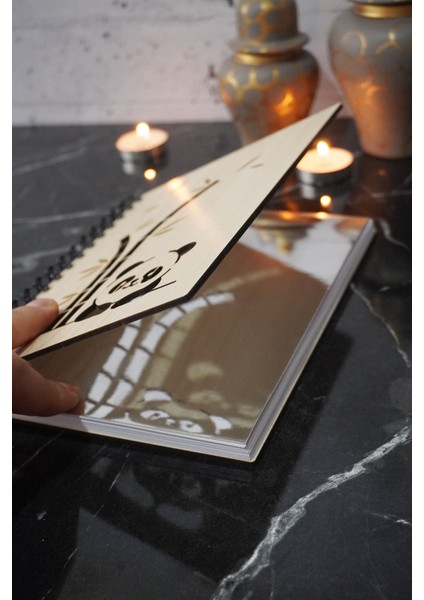 Panda Temalı Ahşap Kapaklı Defter - Noktalı Defter - Ajanda - Okul Defteri (A5 - 120 Sayfa) fiyatları