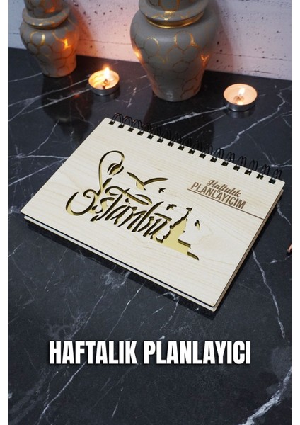 Istanbul Ahşap Plan Defteri - Tarihsiz Ajanda - Haftalık Planlayıcı (Süresiz Planlama Defteri) A5