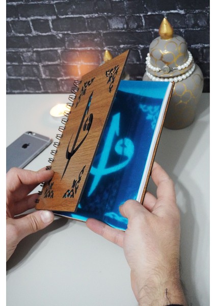 Elif Vav Desenli Ahşap Kapaklı Defter - Kareli Defter - Ajanda - Okul Defteri (A5 - 120 Sayfa) fiyatları