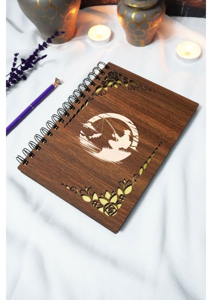 Balıkçı Ahşap Kapaklı Spiralli Defter - Çizgisiz Defter - 60 Yaprak (120 Sayfa) - A5 15X21 cm