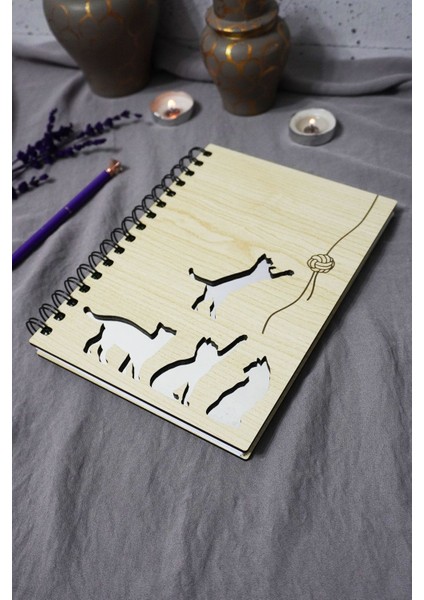 Kedi Desenli Ahşap Kapaklı Defter - Çizgisiz Defter - Günlük - Ajanda-Hediyelik-A5 Anı Defteri modelleri