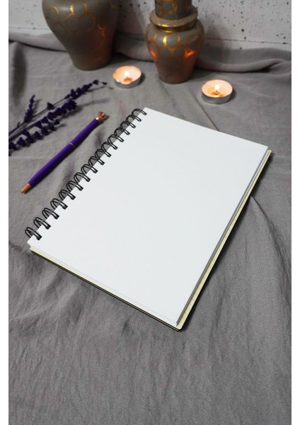 Kedi Desenli Ahşap Kapaklı Defter - Çizgisiz Defter - Günlük - Ajanda-Hediyelik-A5 Anı Defteri