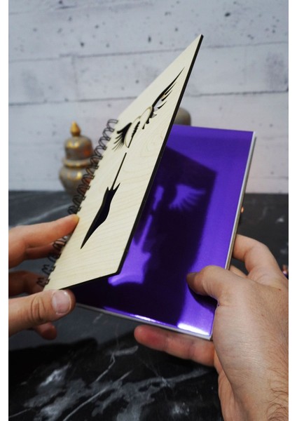 Gitar Kanat Temalı Ahşap Kapaklı Defter - Çizgisiz Defter - Günlük - Ajanda- A5 Anı Defteri fiyatları