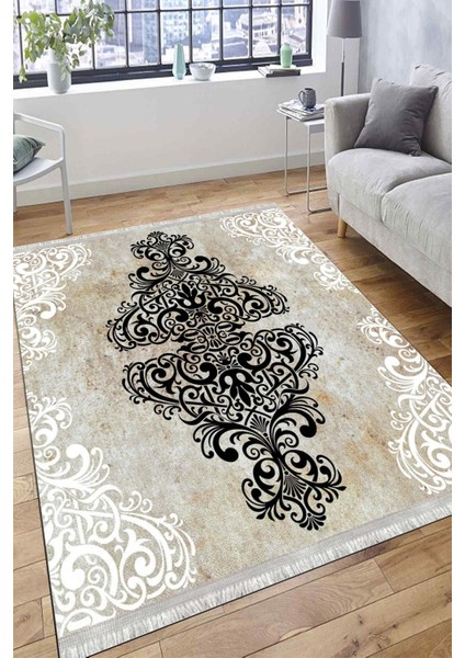 Özel Ölçü Halı Kaymaz Taban Halı Makinede Yıkanabilir Kilim Dot Tabanlı Salon Halısı 3099A