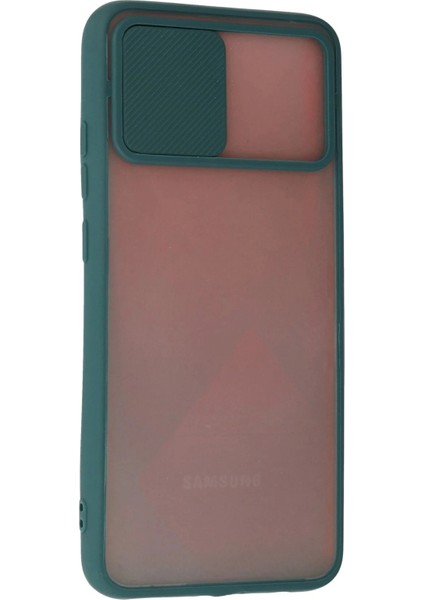 Samsung Galaxy A03S Kılıf Palm Buzlu Kamera Sürgülü Silikon - Yeşil modelleri