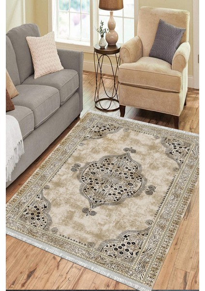 Özel Ölçü Vintage Kaymaz Tabanlı Makinede Yıkanabilir Kilim Dot Tabanlı Salon Halısı 3121B