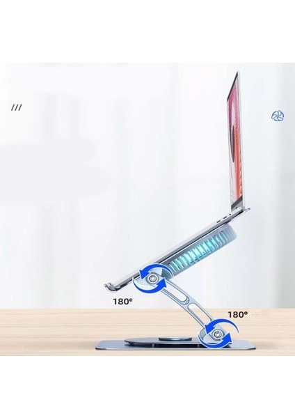360 Derece Ayarlanabilir Metal Laptop Standı Fanlı Notebook Tutucu Alüminyum Macbook Yükseltici fırsatları