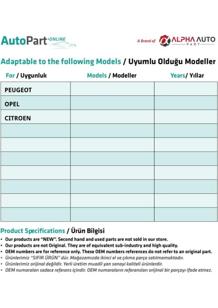 Peugeot, Opel, Citroen için Tampon ve Davlumbaz Klips - 10'lu Paket fiyatları