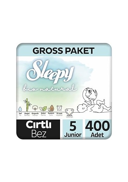 Bio Natural Gross Paket Bebek Bezi 5 Numara Junior 400 Adet