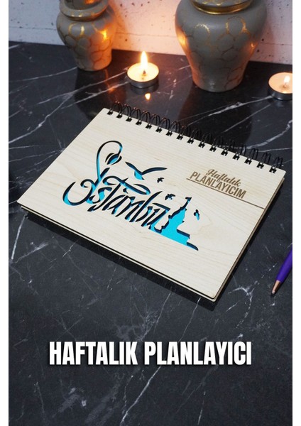 Istanbul Ahşap Plan Defteri - Tarihsiz Ajanda - Haftalık Planlayıcı (Süresiz Planlama Defteri) A5