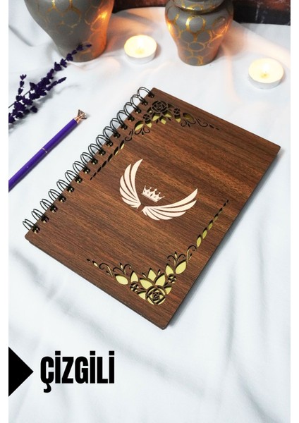 Kanat Ahşap Kapaklı Spiralli Okul Defteri - Çizgili Defter - 60 Yaprak (120 Sayfa) - A5 15X21 cm