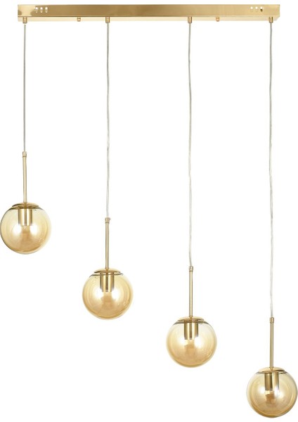 Miya 4 lü Yemek Masası Üstü Bal Camlı Modern Sarkıt Avize - (Gold Kaplama)
