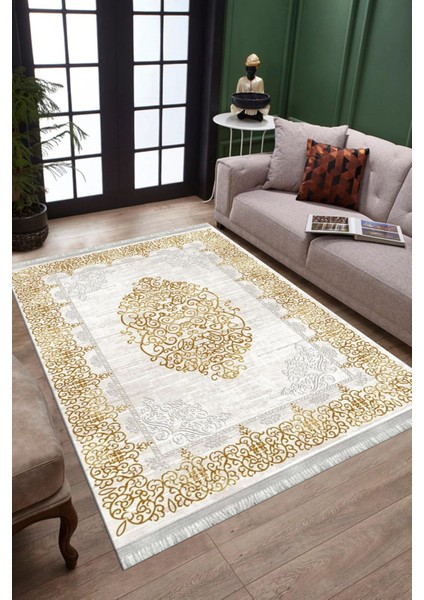 Vintage Motifli Makinede Yıkanabilir Kilim Kaymaz Dot Tabanlı Oturma Odası Halısı 3049A modelleri