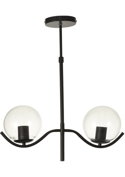 Ranya 2 li Şeffaf Camlı Salon Oturma Odası Modern Avize - (Siyah) fiyatları