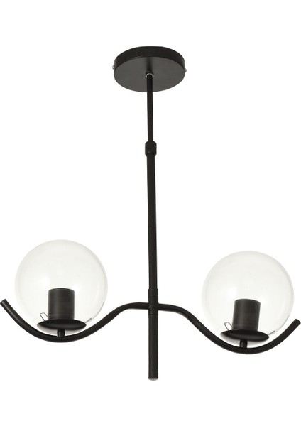 Ranya 2 li Şeffaf Camlı Salon Oturma Odası Modern Avize - (Siyah) modelleri