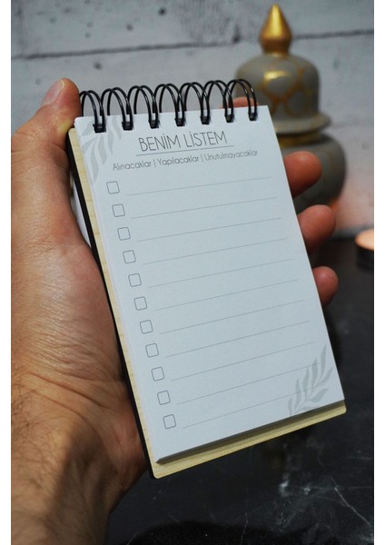 Kelebek Figürlü Ahşap Kapaklı Not Defteri - Mini Defter - Cep Defteri - Benim Listem fiyatları