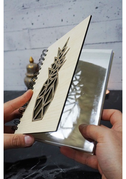 Ananas Desenli Ahşap Kapaklı Defter - Çizgisiz Defter - Günlük - Ajanda- A5 Anı Defteri fiyatları
