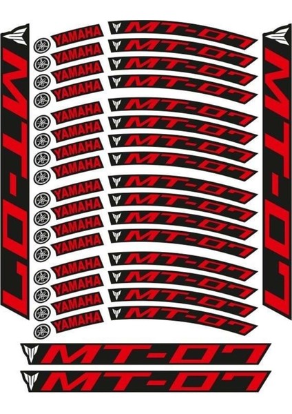 Kırmızı Baskı Yamaha Mt-07 Uyumlu 1 Set Jant Şeridi