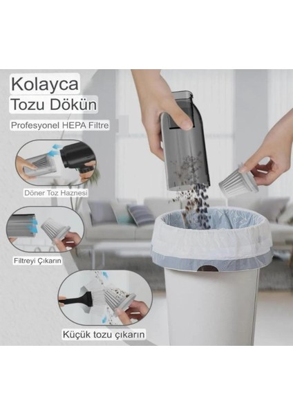 Auhma 12000PA Şarjlı Profesyonel Vakumlu Emiş ve Üfleme Özellikli Mini araç süpürgesi modelleri
