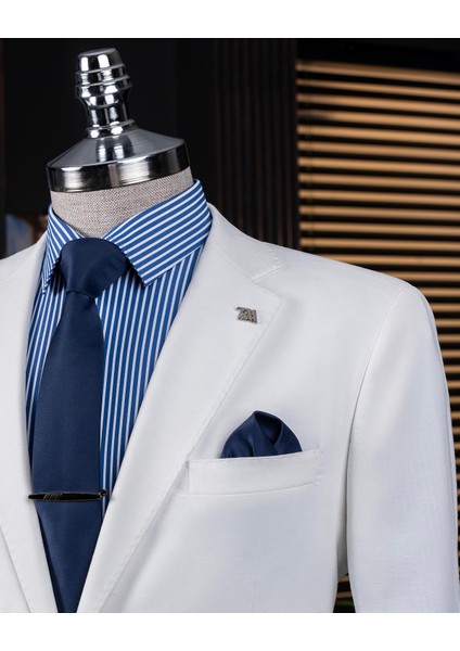Italyan Stil Slim Fit Mono Yaka Erkek Tek Ceket Ekru T14303 fırsatları