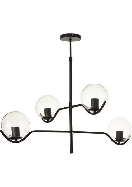 Ranya 4 Lü Şeffaf Camlı Salon Oturma Odası Modern Kollu Avize - (SİYAH) fiyatları