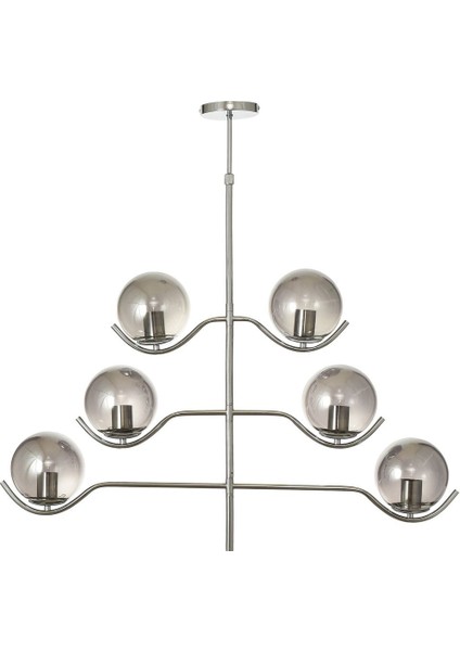 Ranya 6 Lı Füme Camlı Salon Oturma Odası Modern Kollu Avize - (KROM KAPLAMA) fiyatları