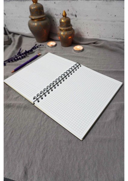 Çiçek Desenli Ahşap Kapaklı Defter - Kareli Defter - Ajanda - Okul Defteri (A5 - 120 Sayfa) indirimleri