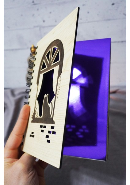 Kedi Desenli Ahşap Kapaklı Defter - Çizgisiz Defter - Günlük - Ajanda-Hediyelik-A5 Anı Defteri fiyatları