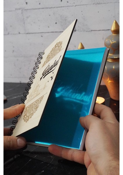 Istanbul Temalı Ahşap Kapaklı Defter - Çizgili Defter - Ajanda - Okul Defteri (A5 - 120 Sayfa) fiyatları