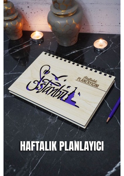 Istanbul Tasarım Ahşap Plan Defteri - Tarihsiz Ajanda - Haftalık Planlama Defteri - A5
