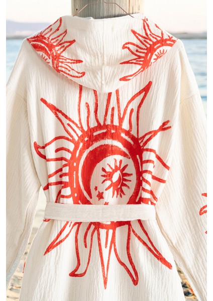 Organik %100 Pamuk Kapşonlu Sabalık Bornoz Plaj Elbisesi - Heliona V1 - S/m modelleri