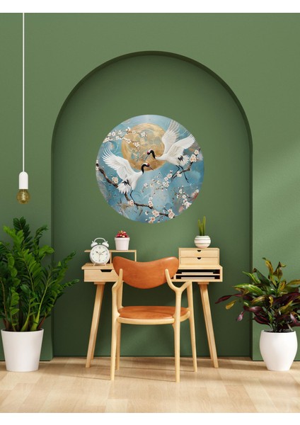 , Japon Tarzı, Turna Kuşu Figürlü ve Çiçek Desenli, Cam, Duvar Sticker, 50X50CM fırsatları