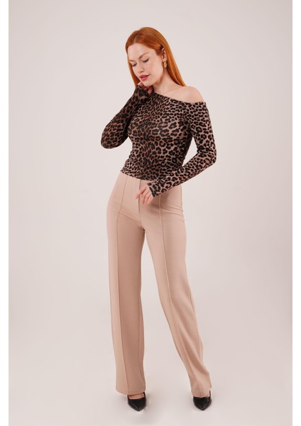 Ön Dikiş Detaylı Tek Düğme Taş Pantolon