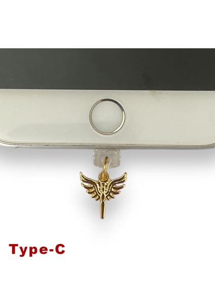 Type-C Çelik Takı Figürlü Telefon Şarj Portu Toz Tıpası Toz Tıkacı Charm TCGL5007