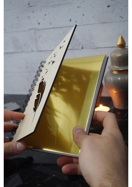 Kuş Tüy Temalı Ahşap Kapaklı Defter - Noktalı Defter - Ajanda - Okul Defteri (A5 - 120 Sayfa) fiyatları