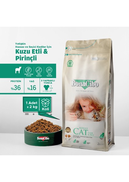 Adult Cat Kuzu ve Pirinçli Kedi Maması, 2 Kg, Tüm Irklar Için, Doğal, Şeker Içermez fiyatları