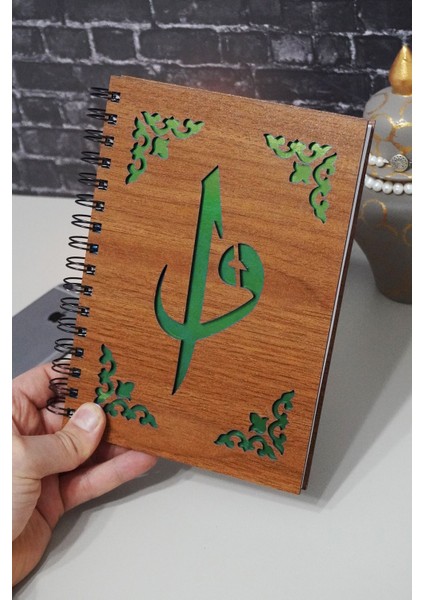 Elif Vav Desenli Ahşap Kapaklı Defter - Kareli Defter - Ajanda - Okul Defteri (A5 - 120 Sayfa) modelleri