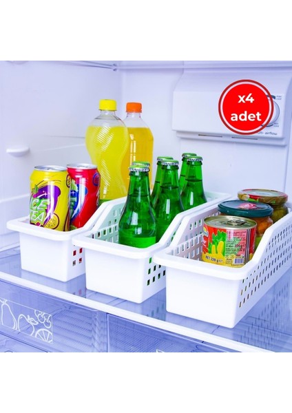 Çok Amaçlı Düzenleyici Sepet, 4 Adet, Beyaz,dayanıklı Pratik